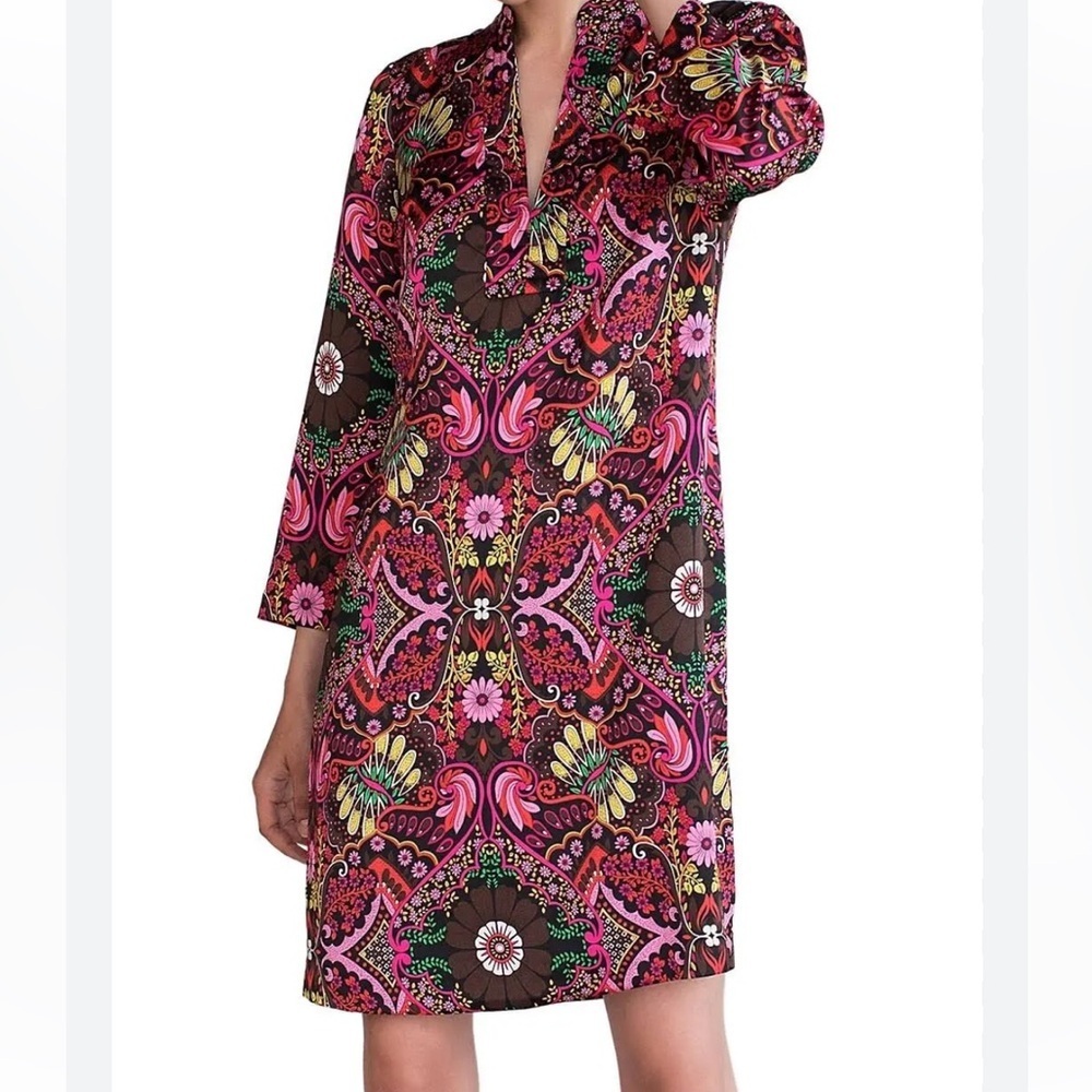 Trina Turk Christie Mod Print Long Sleeve Shift Dress - Picture 2 of 11